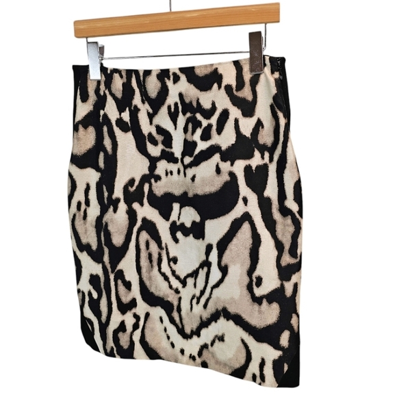 DVF Mae Mikado Leopard Pencil Skirt Wool & Silk Blend Size 10 Women's Black Knit - Picture 4 of 13